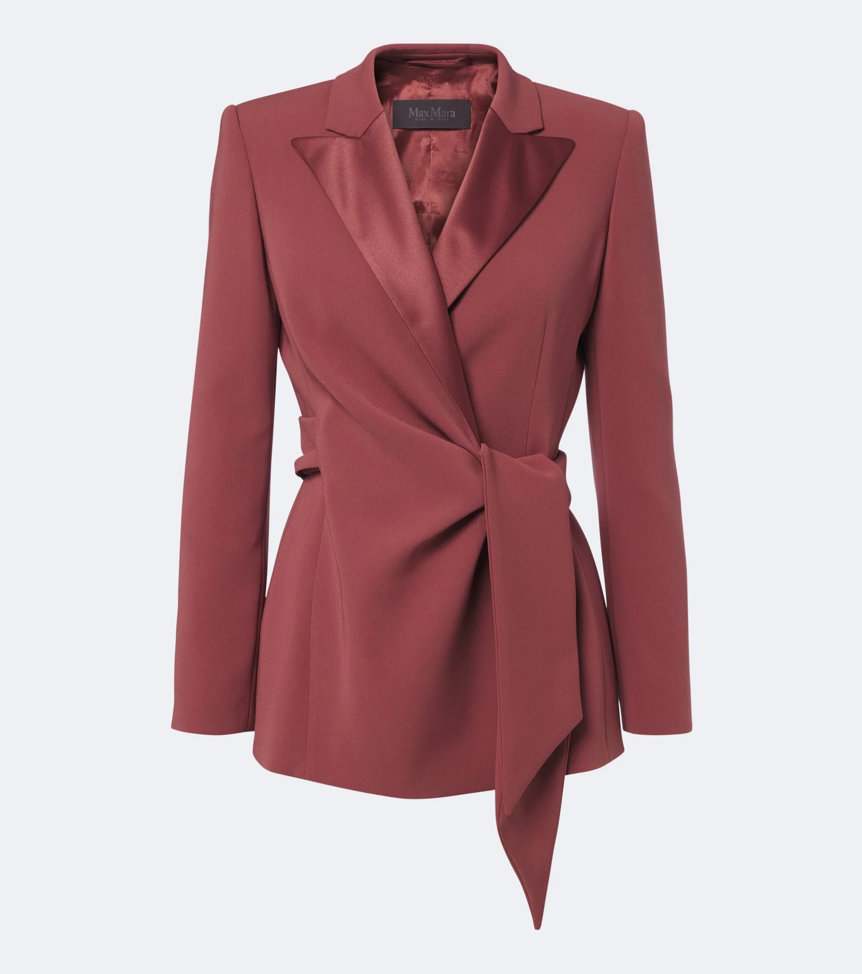 Elegante satin-trimmed wrap blazer - 1