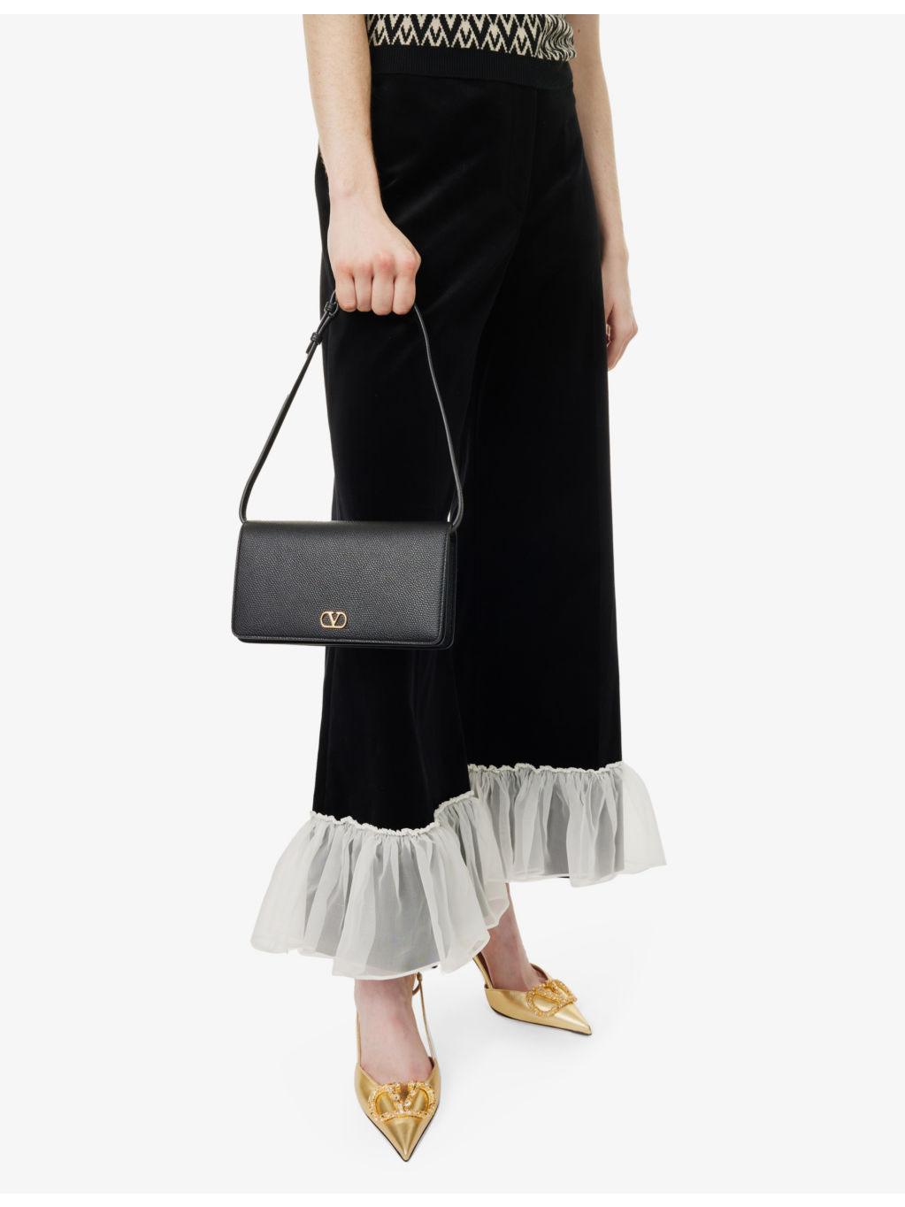 VLogo Signature leather shoulder bag - 2