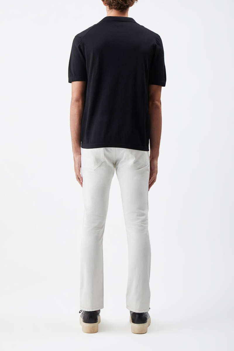 Stendhal Knit Short Sleeve Polo in Black Cashmere 4