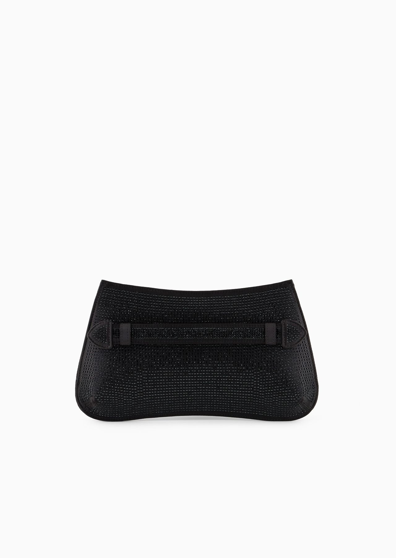 Satin baguette clutch bag with rhinestones and chain strap - 3