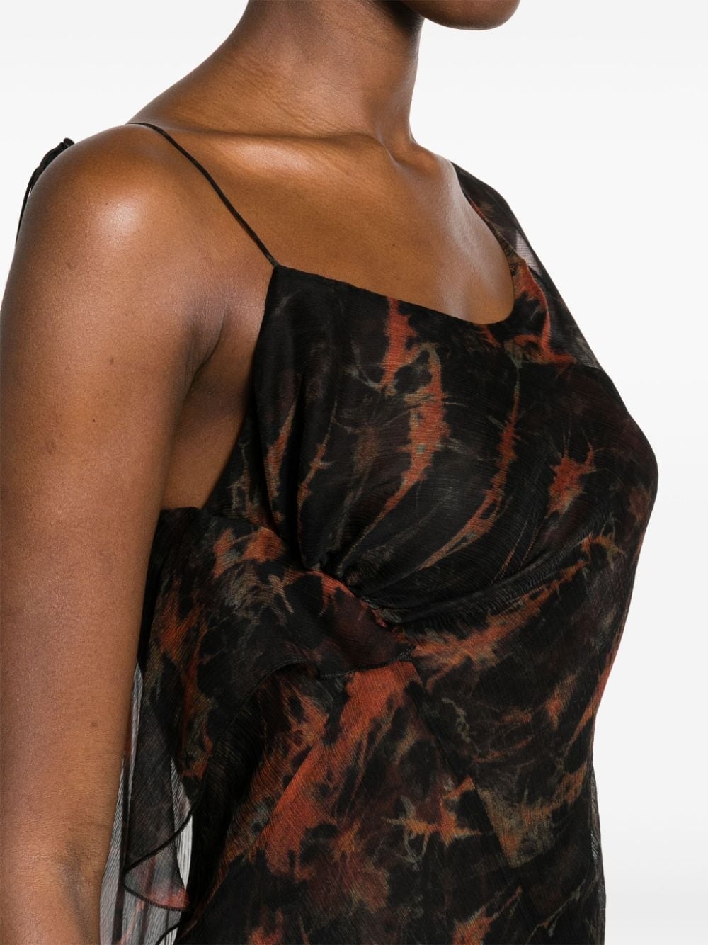 acid flame-print silk dress - 5