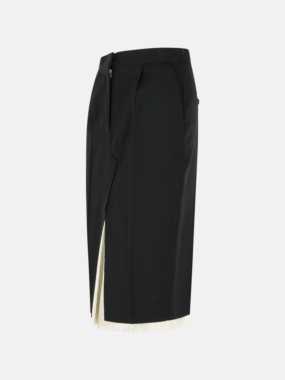MIDI SKIRT IN COOL BLACK VIRGIN WOOL WITH EXPOSED LINING - 2