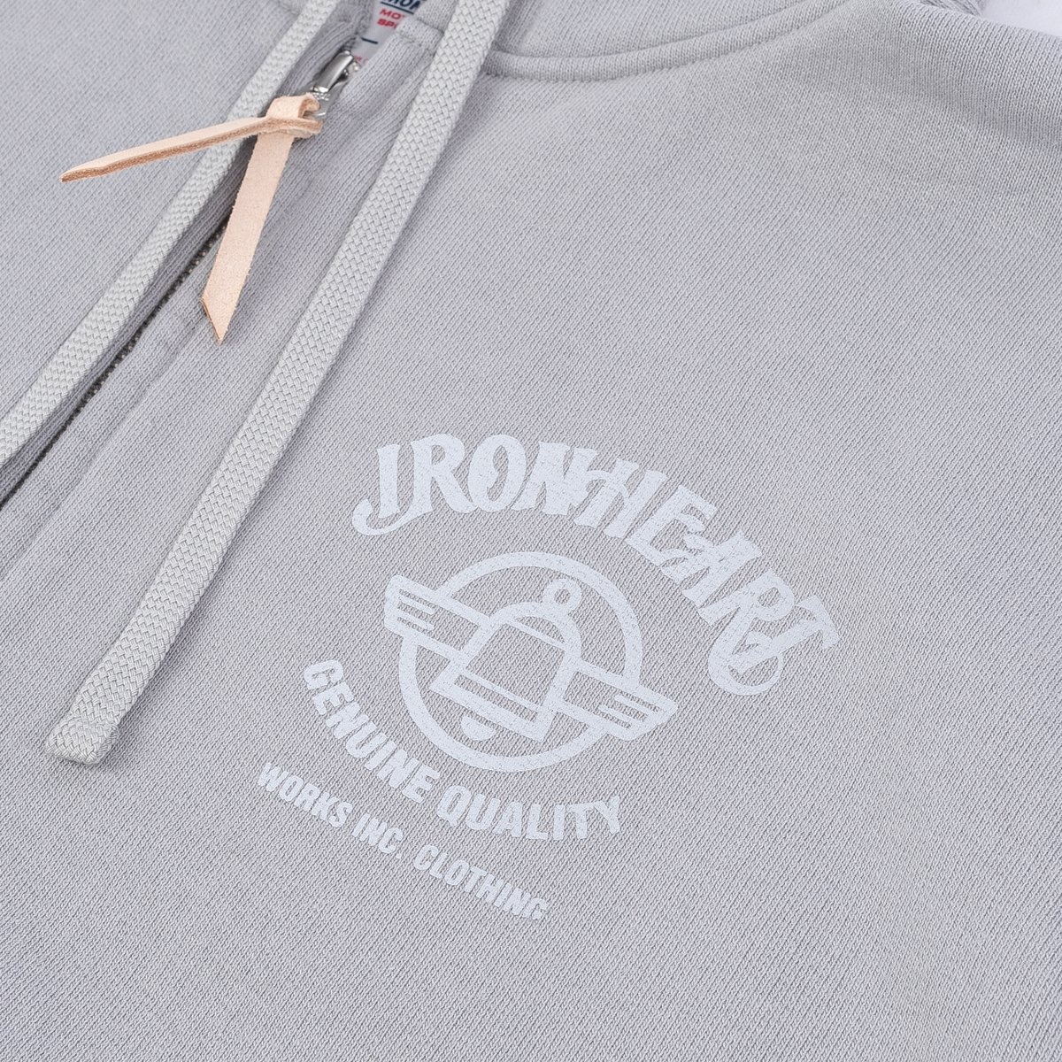 IHSW-63-GRY Printed 14oz Ultra Heavyweight Loopwheel Cotton Zippered Hoodie - Grey - 6