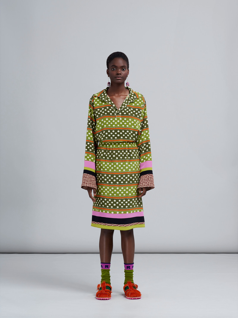 Marni DOT & STRIPE PRINT SILK SKIRT outlook