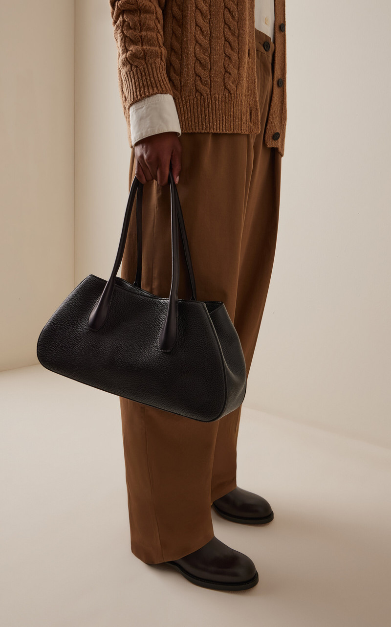 The Row Alger Leather Shoulder Bag black outlook