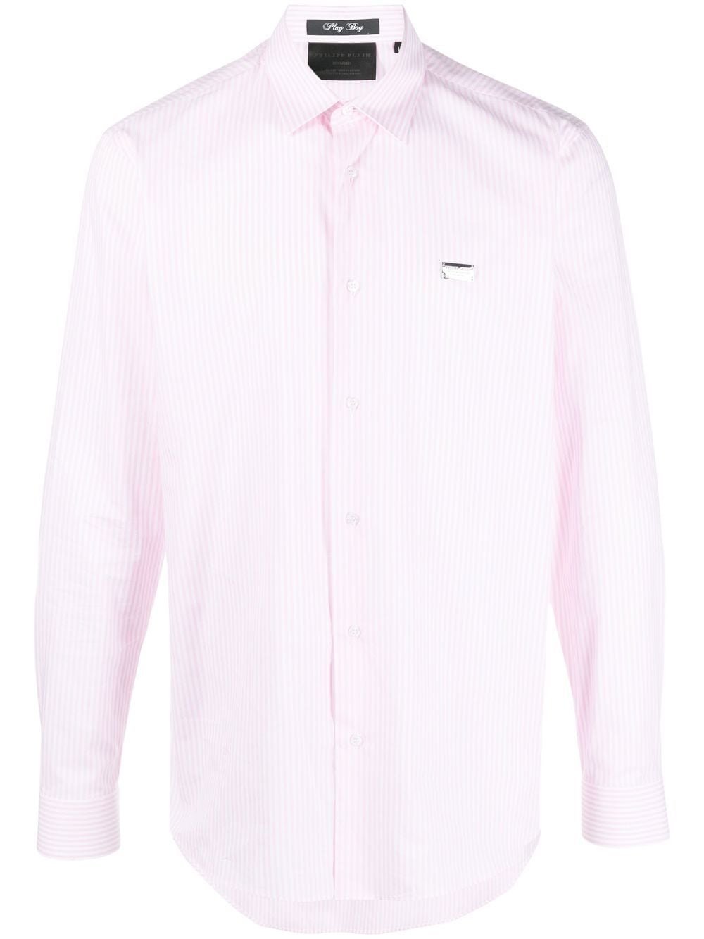graphic-print striped shirt - 1