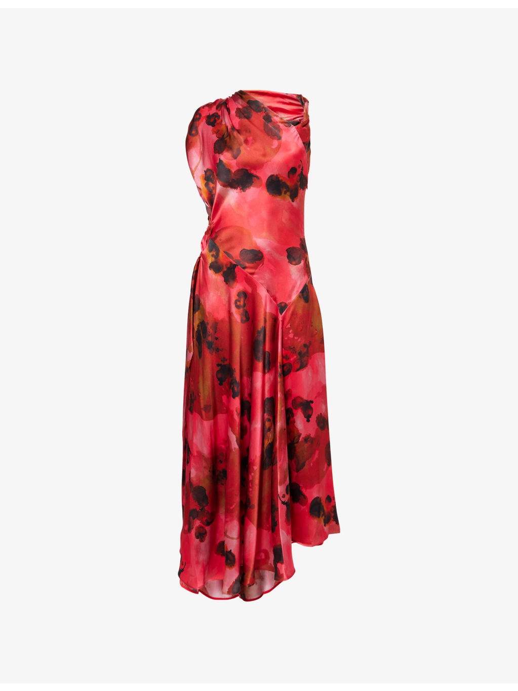 Draped Sleeveless Silk Midi Dress - 1