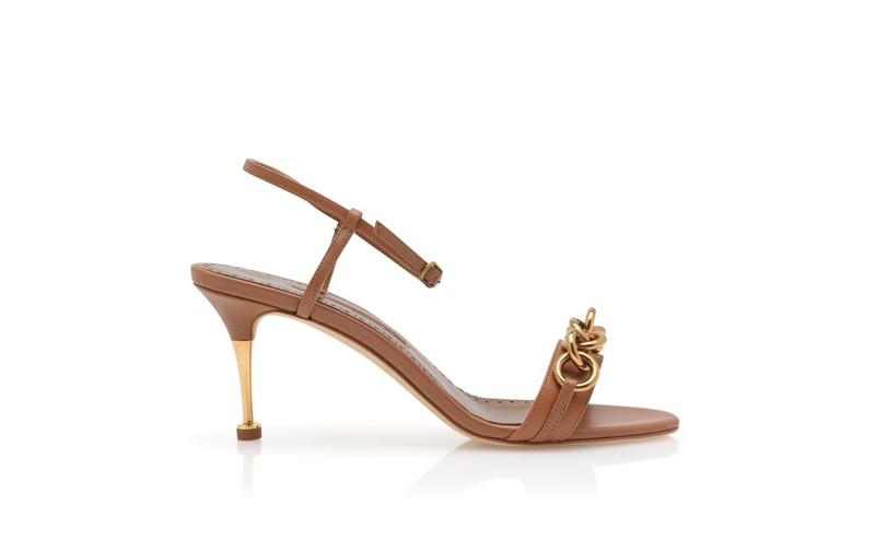 Brown Calf Leather Ankle Strap Sandals 1