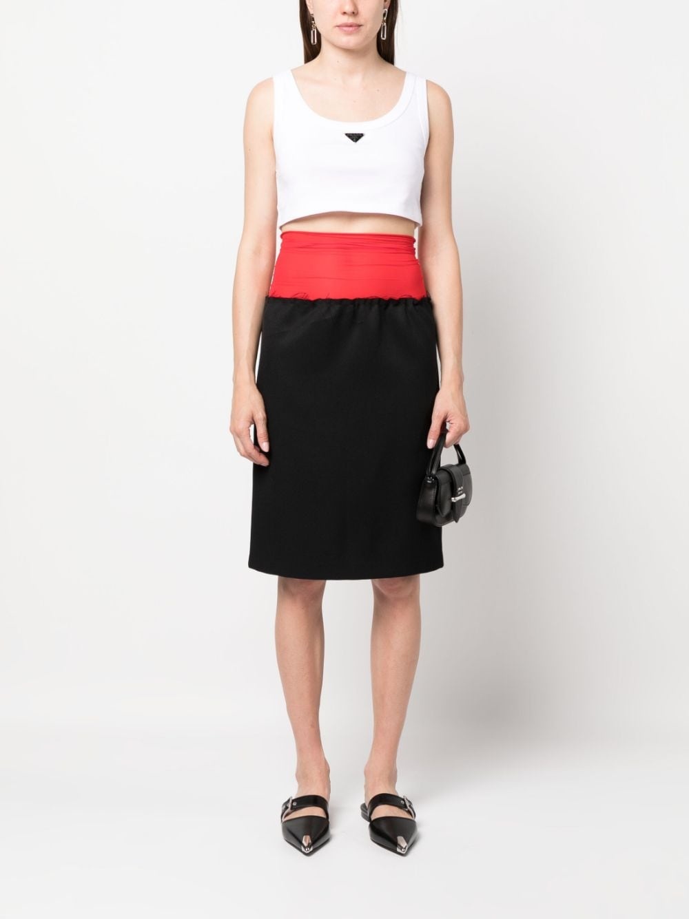 two-tone knee-length skirt - 2