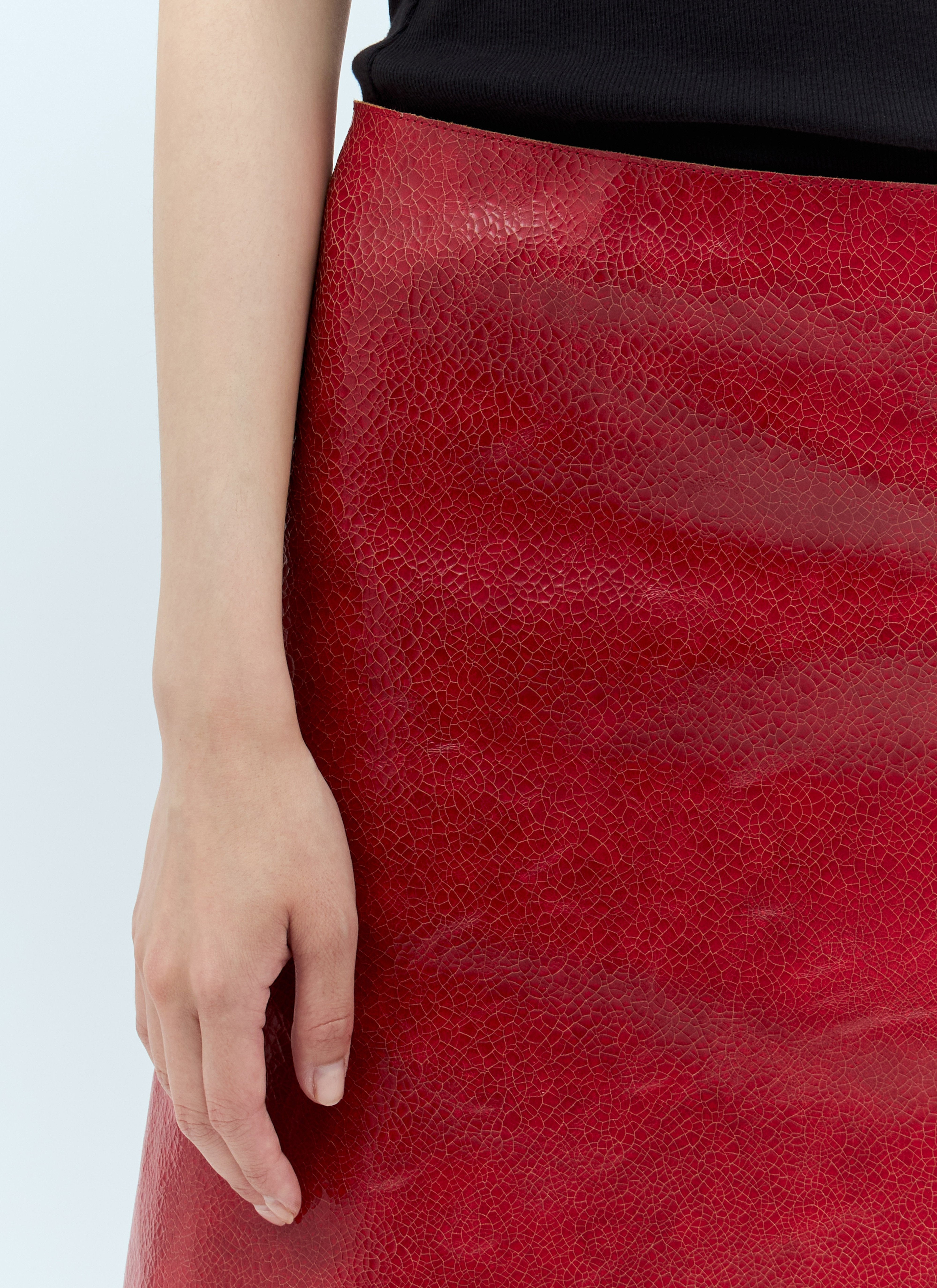 Prada Women Craquelé Leather Mini Skirt - 3