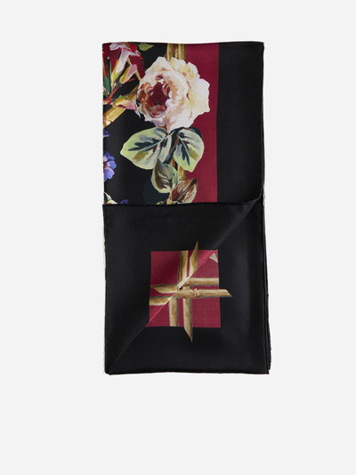 Dolce & Gabbana Rose print silk scarf outlook