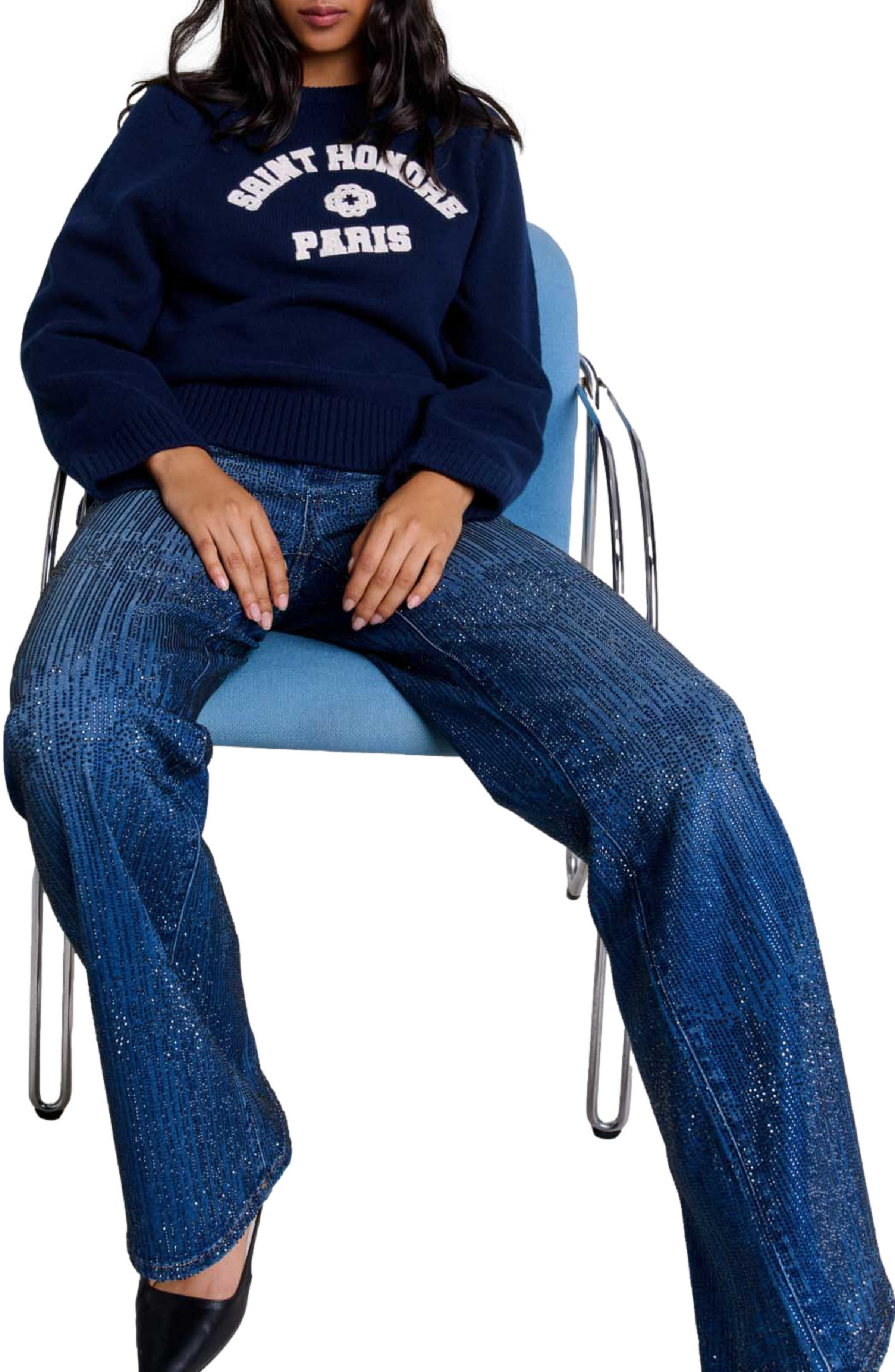 maje Rhinestone jeans in Blue at Nordstrom - 9