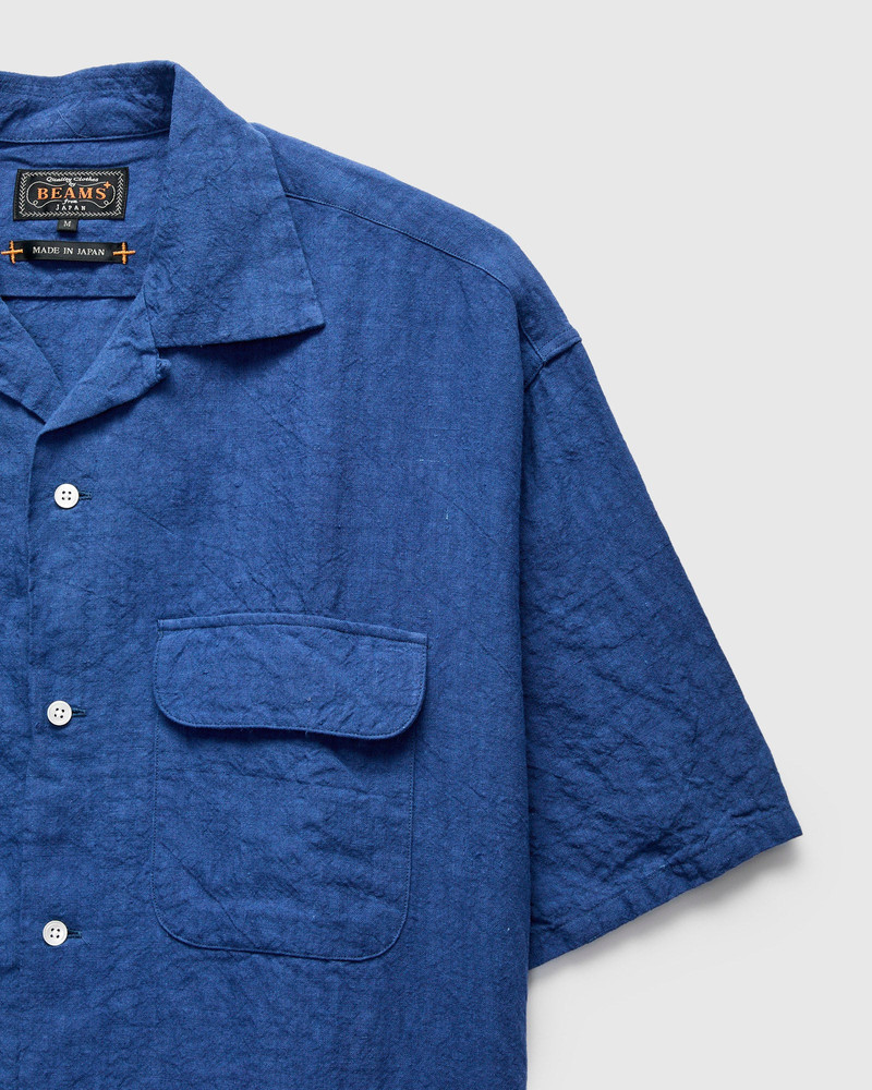 1/40 Linen Open Collar Shirt in Blue 5
