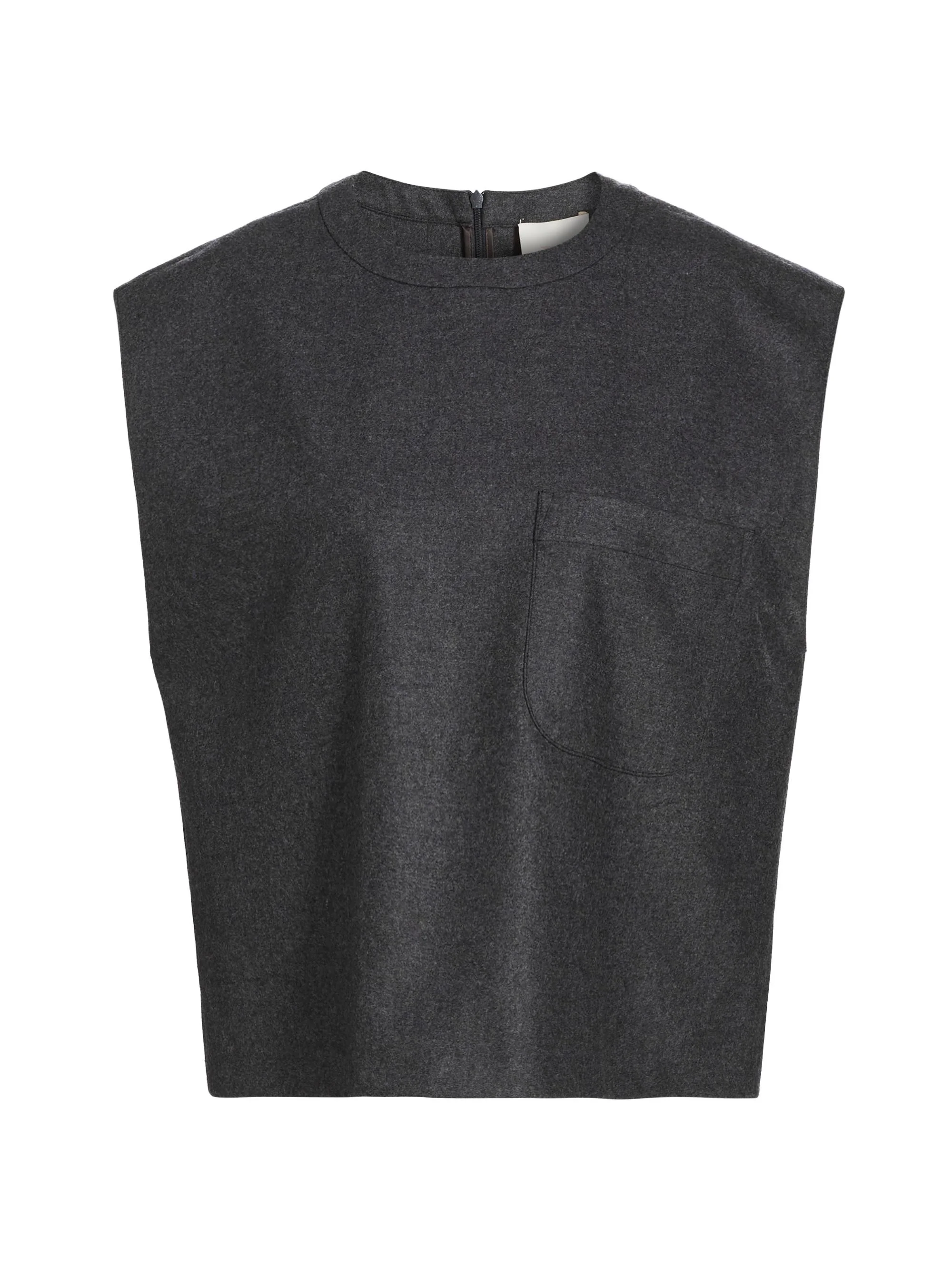 Women's Wool & Cashmere Muscle Tee - Charcoal - 1