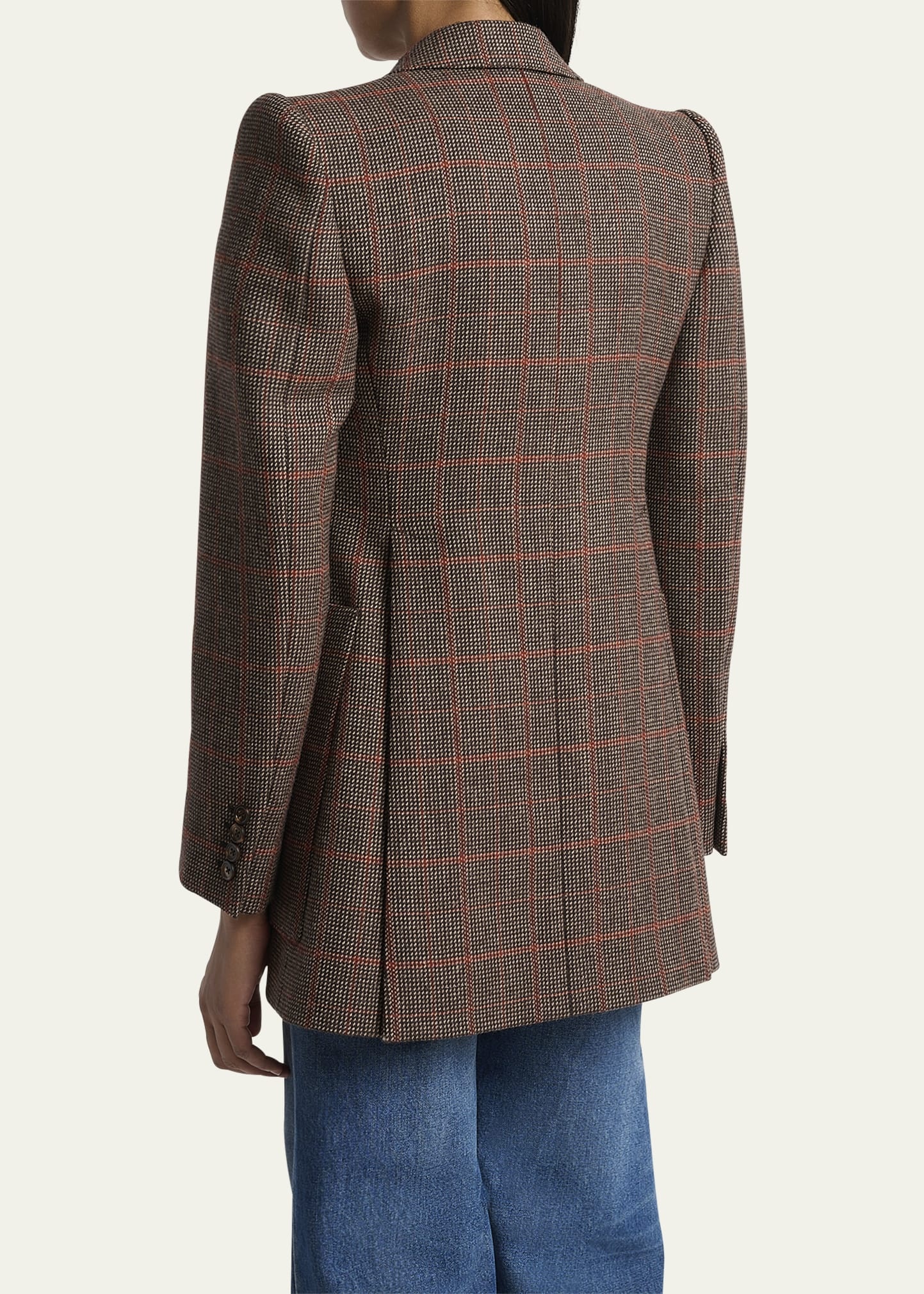 Plaid Single-Breasted Jacket - 3