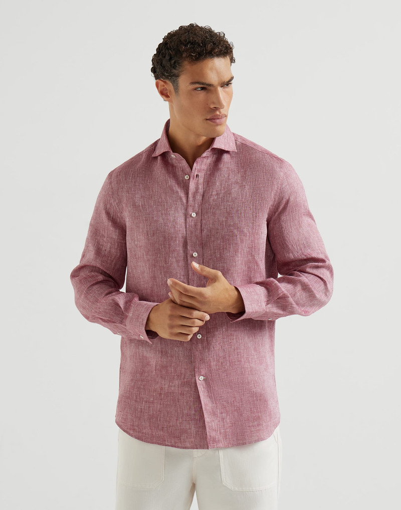 Linen easy fit shirt with spread collar 4