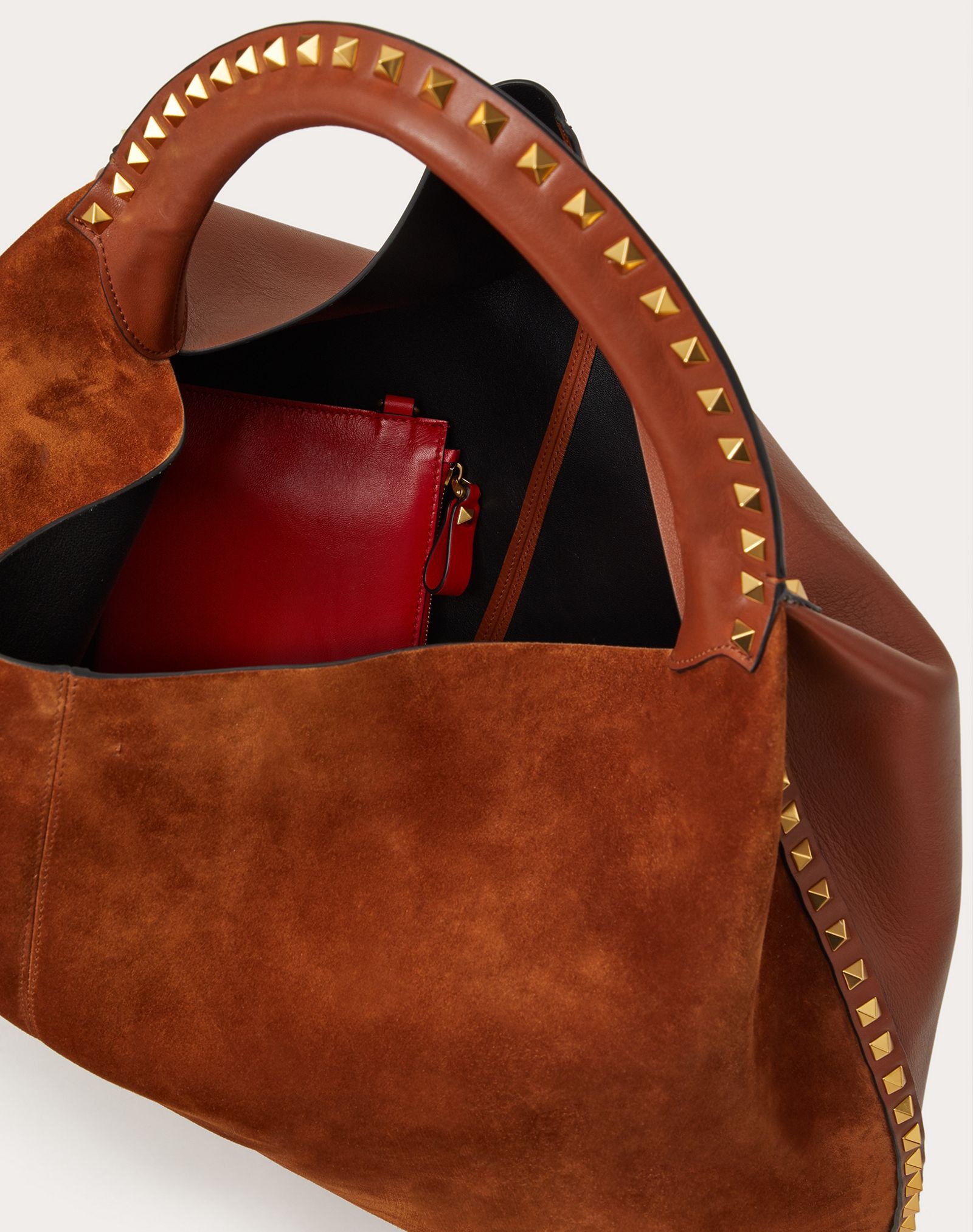 Rockstud Suede Calfskin and Full-Grain Calfskin Hobo Bag - 4