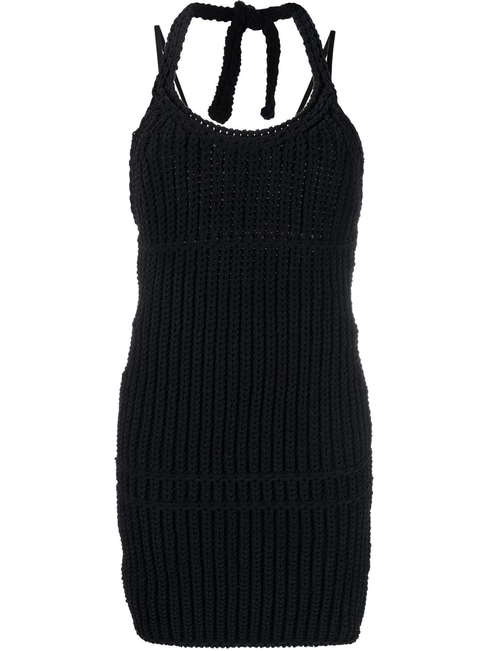 ribbed-knit halterneck minidress - 1