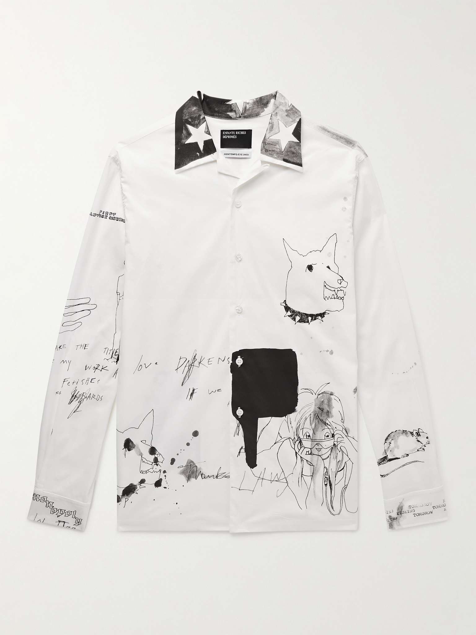 Printed Cotton-Blend Poplin Shirt - 1