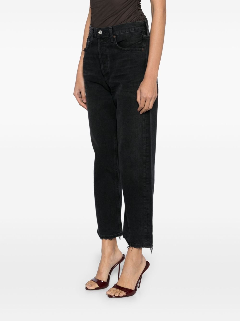distressed cropped jeans - 3