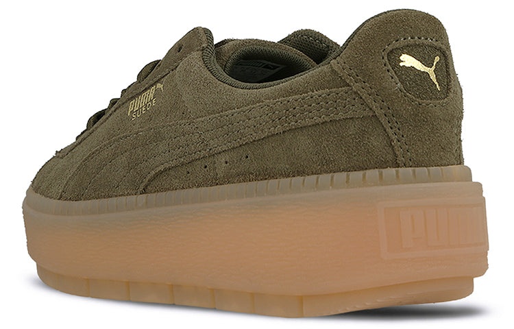 (WMNS) PUMA Suede Platform Trace 'Olive Night' 365830-03 - 4