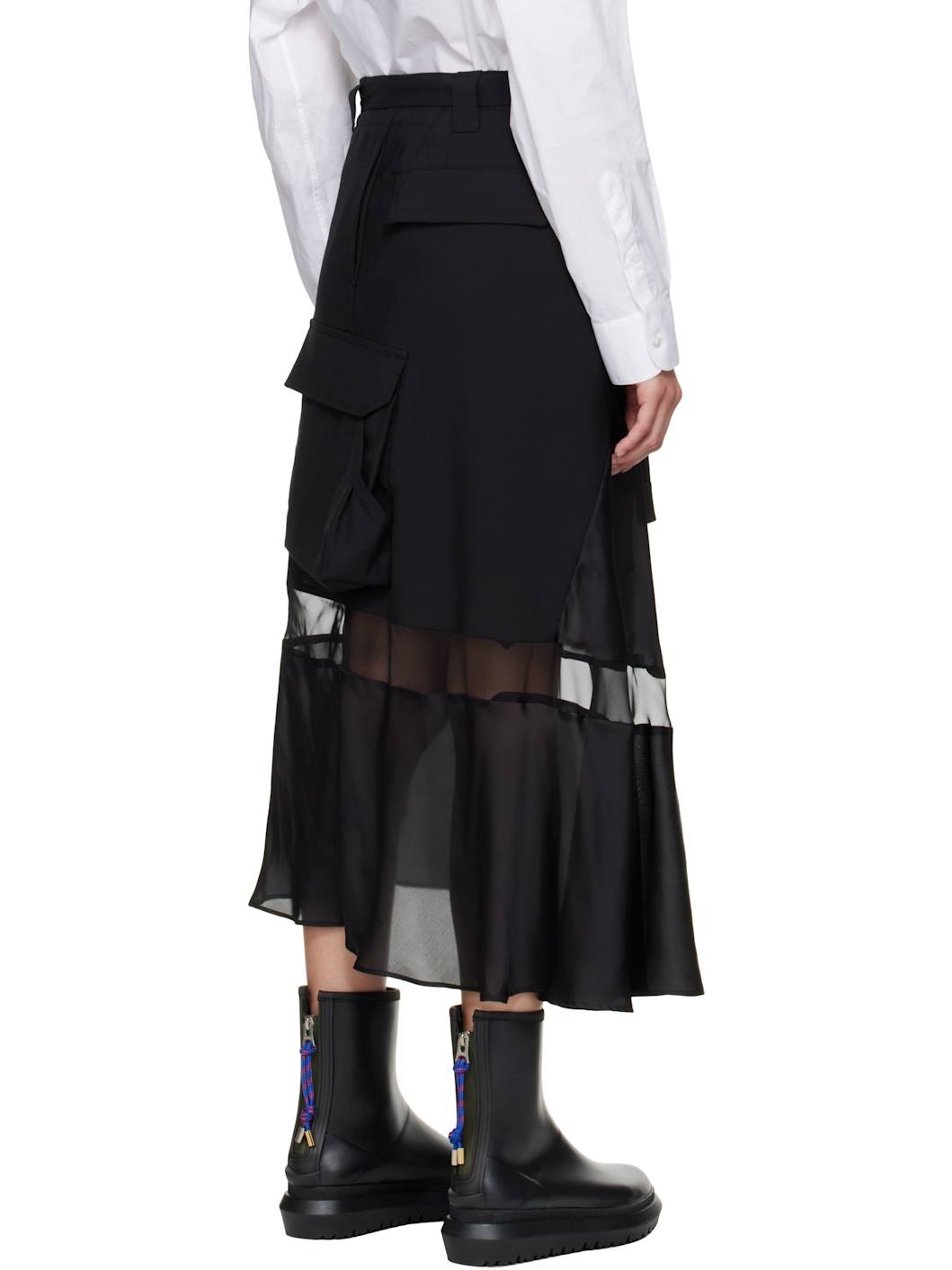 Black Suiting Midi Skirt - 3