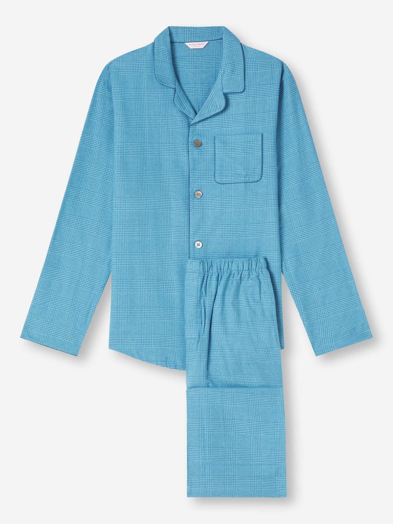 Men's Modern Fit Pyjamas Kelburn 34 Brushed Cotton Blue - 1
