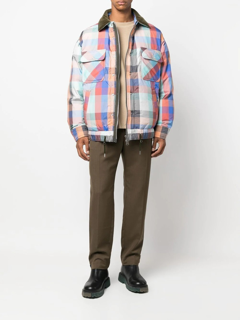 sacai checkered padded shirt jacket outlook