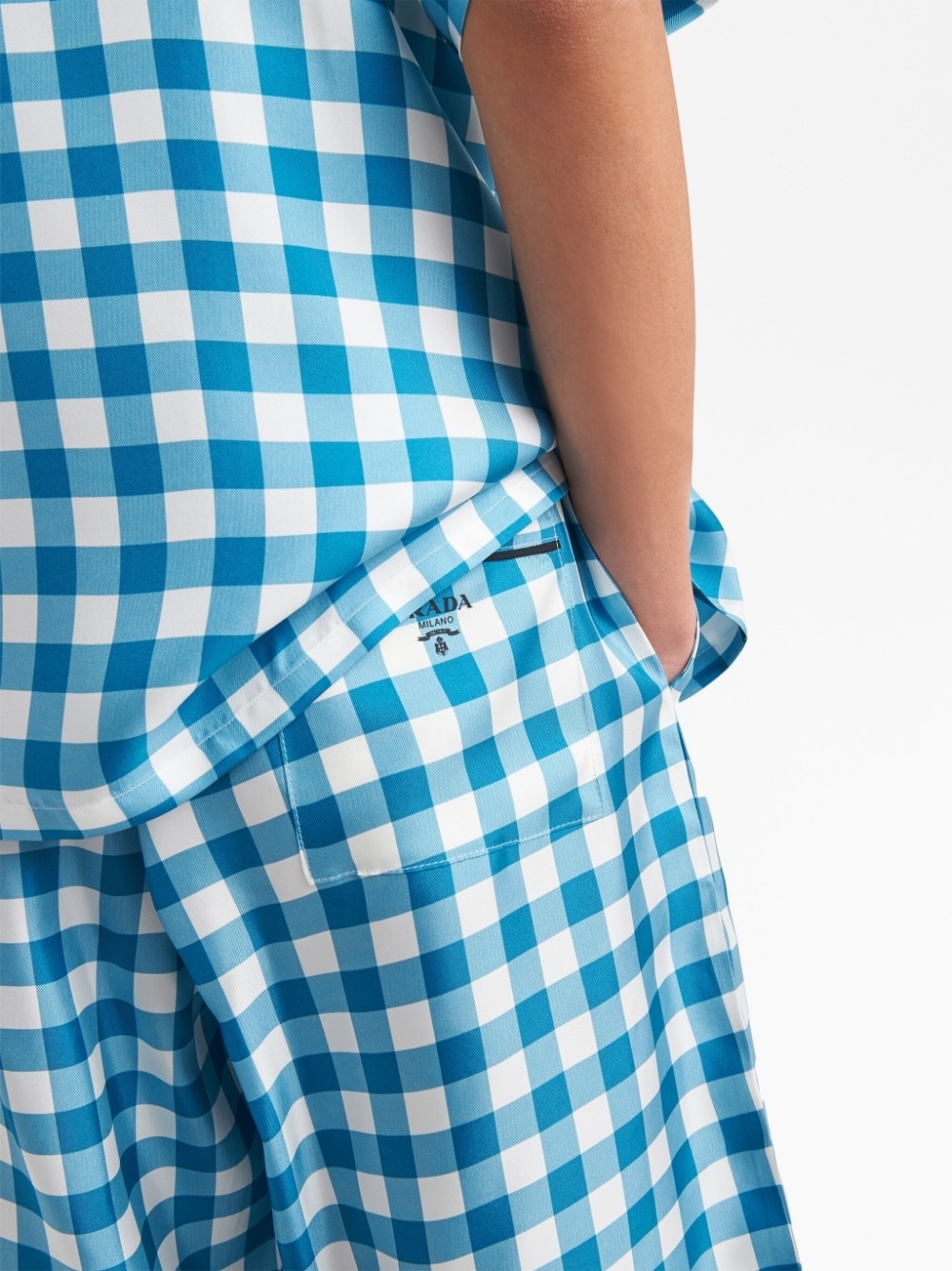 check-print silk Bermuda shorts - 4