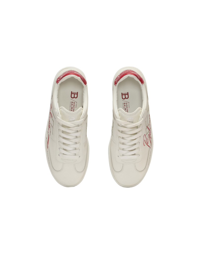 Leather Balmain Swan Lipstick trainers 3