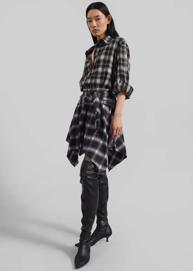 Rue Scarf Shirt - Black Plaid 9