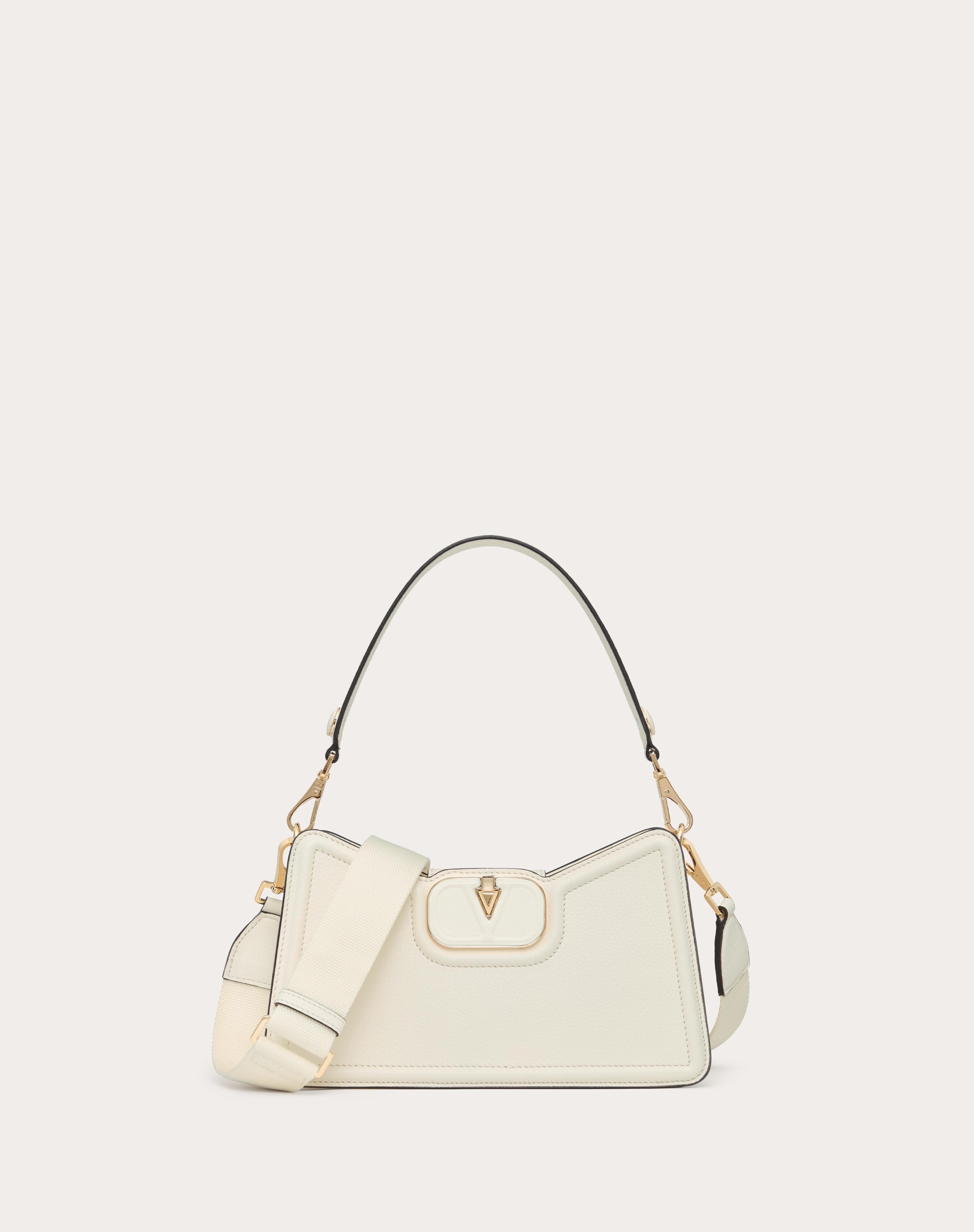 VLOGO LEATHER SHOULDER BAG IN GRAINY CALFSKIN - 1