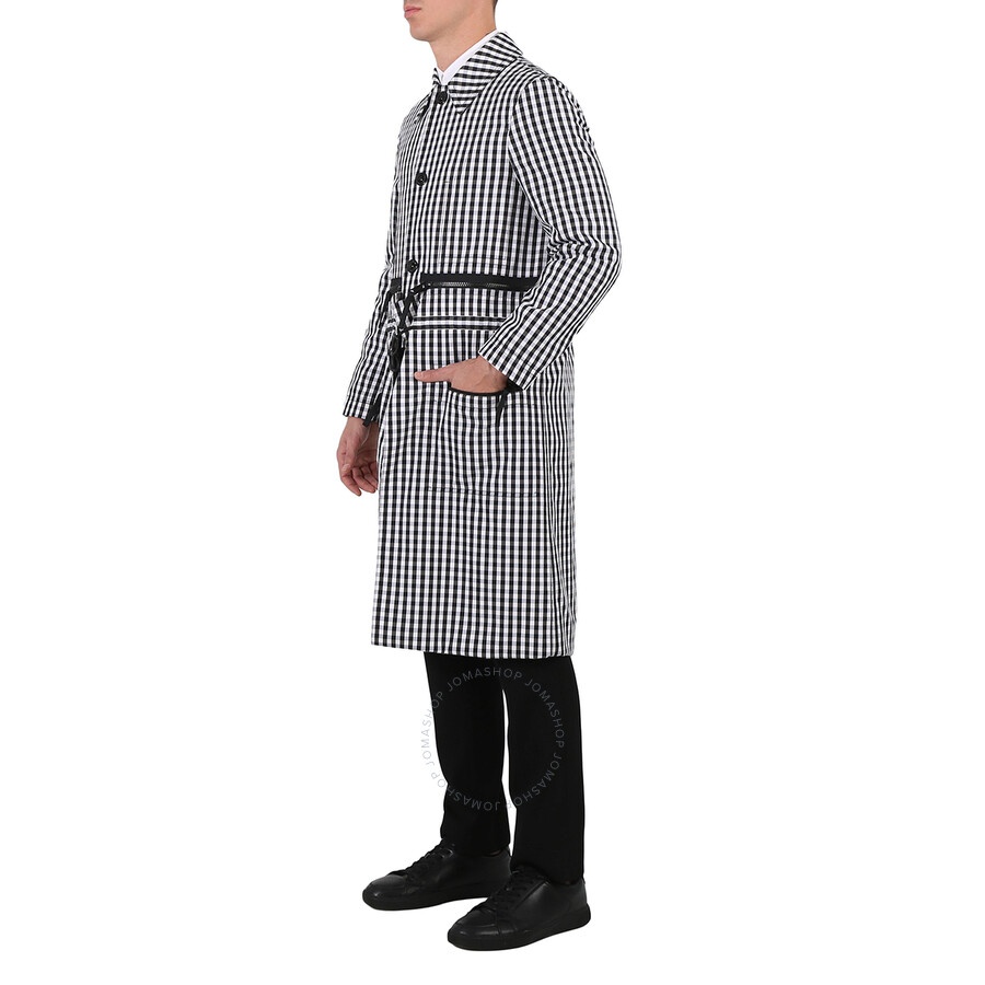 Burberry Men's Black Pattern Gingham Technical Wool Loop-back Car Coat - 4