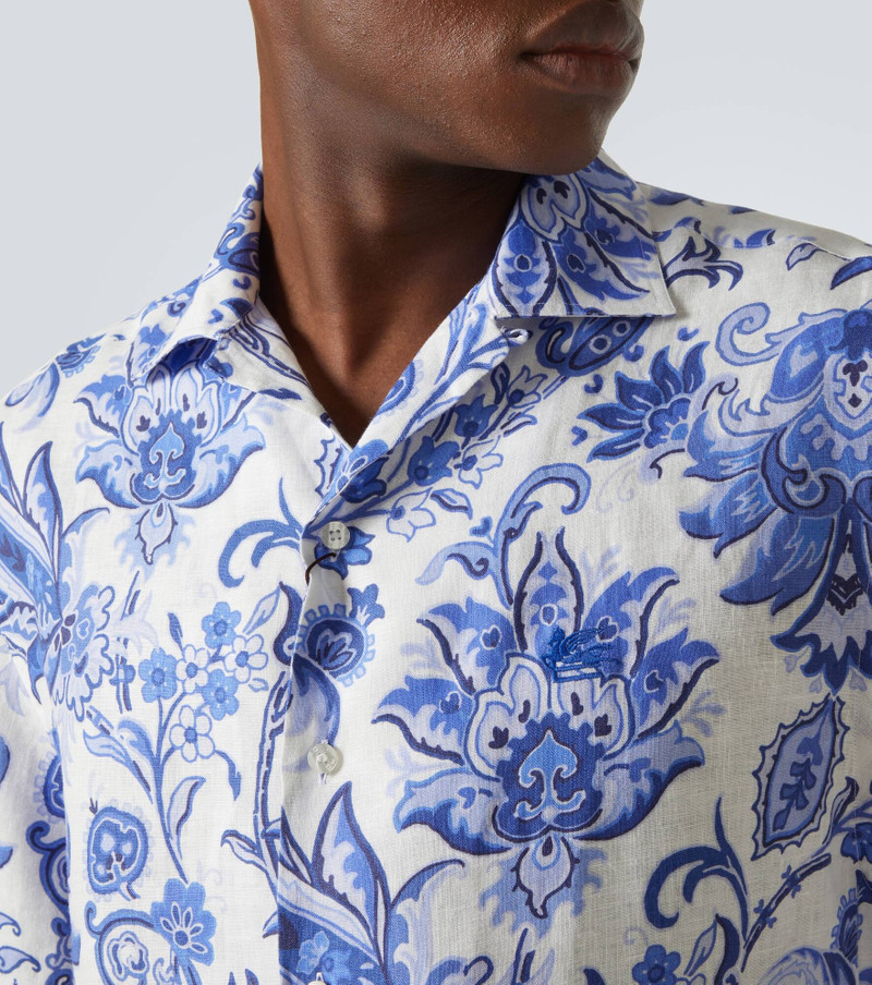 Printed linen bowling shirt 5