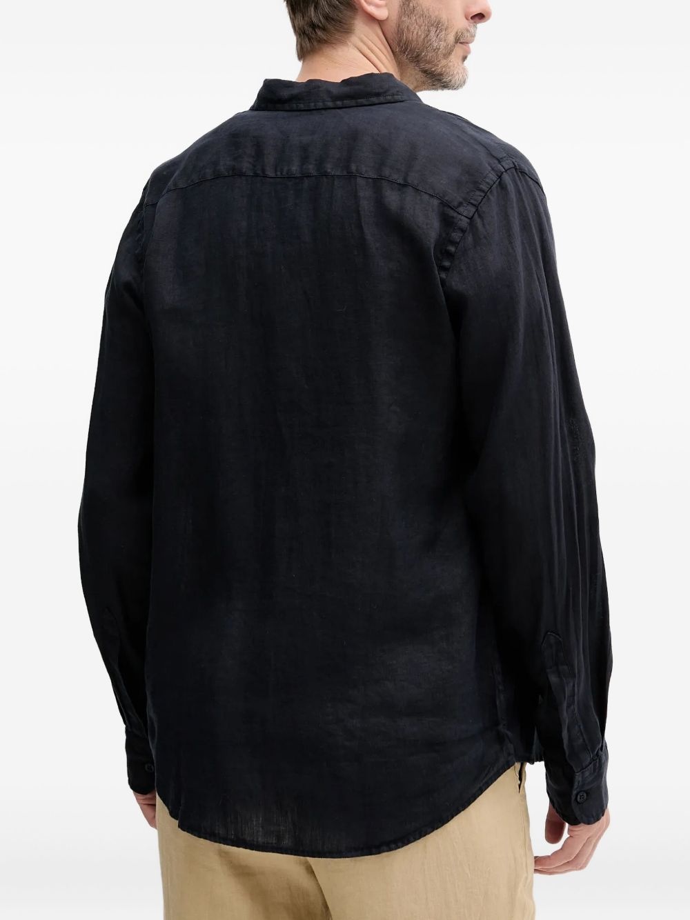 embroidered-pocket linen shirt - 3