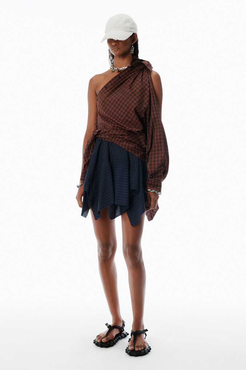 Alexander Wang Red Plaid Cotton Poplin Minidress outlook