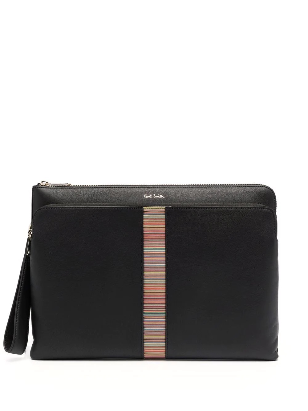 artist-stripe leather clutch bag - 1