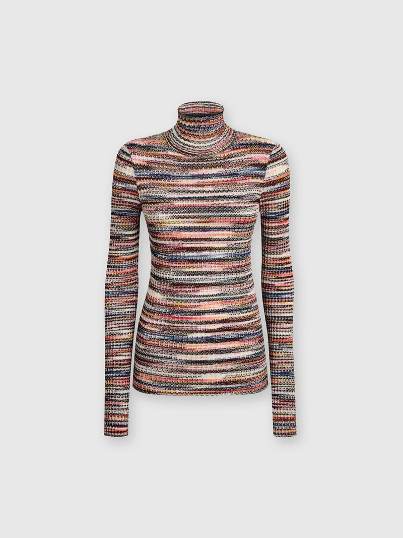 Viscose and ribbed wool turtleneck - 1
