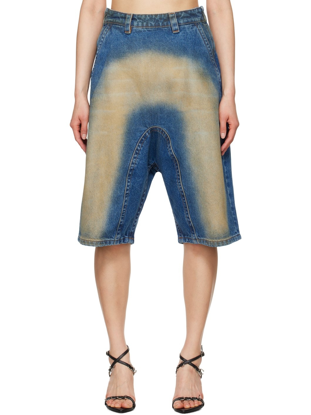 Blue Souffle Denim Shorts - 1