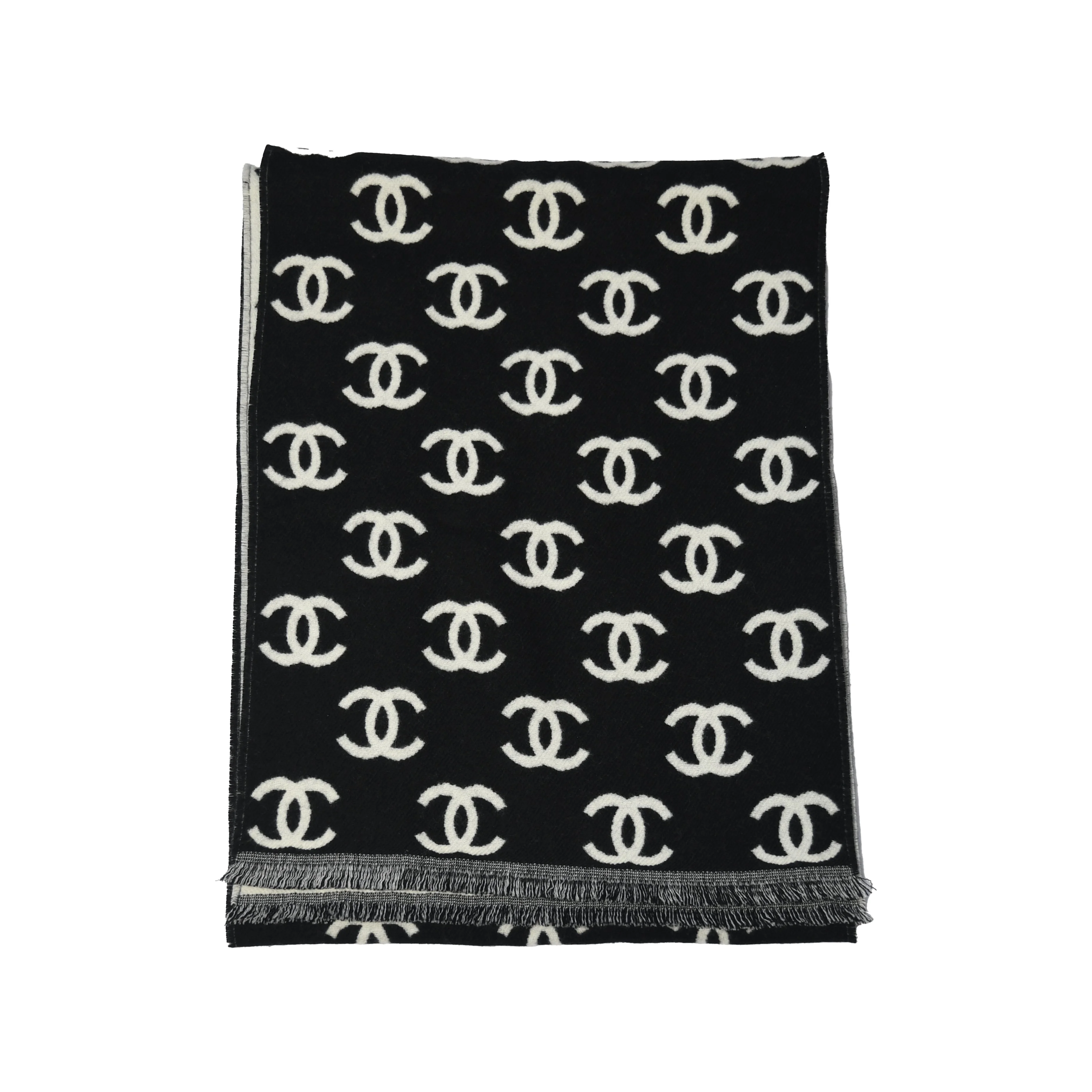 Chanel Interlocking CC logo scarf Black White - 1