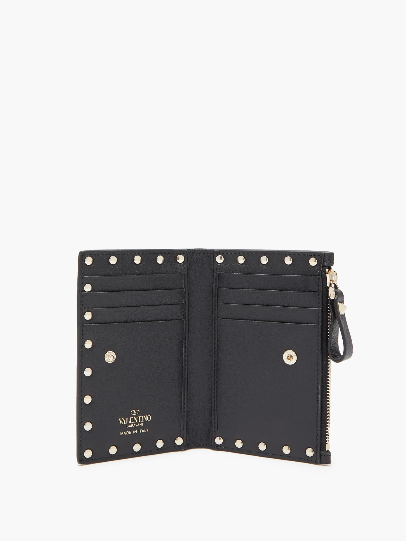 Rockstud leather card and coin purse - 4