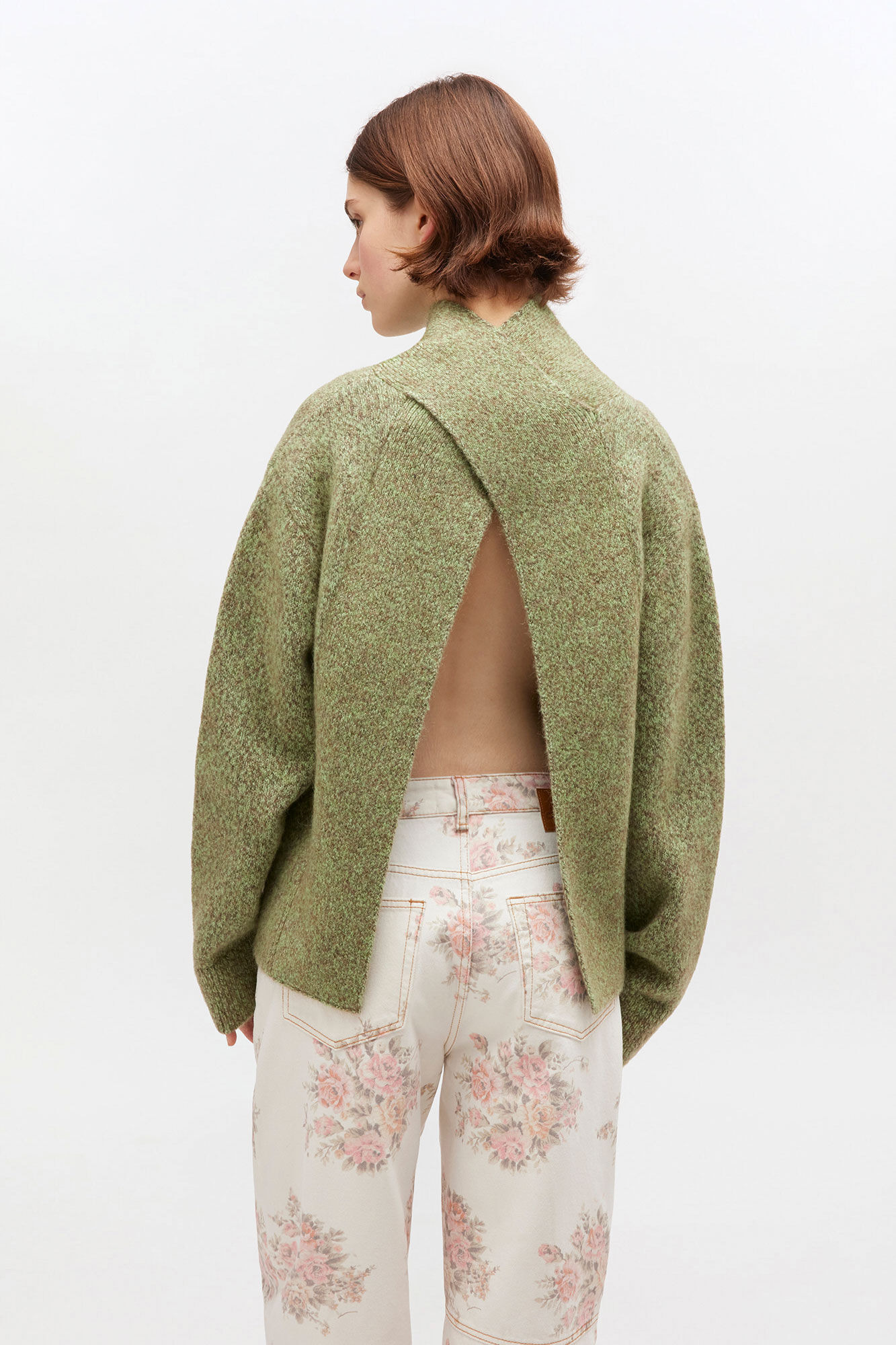 GREEN OPEN BACK SWEATER - 4