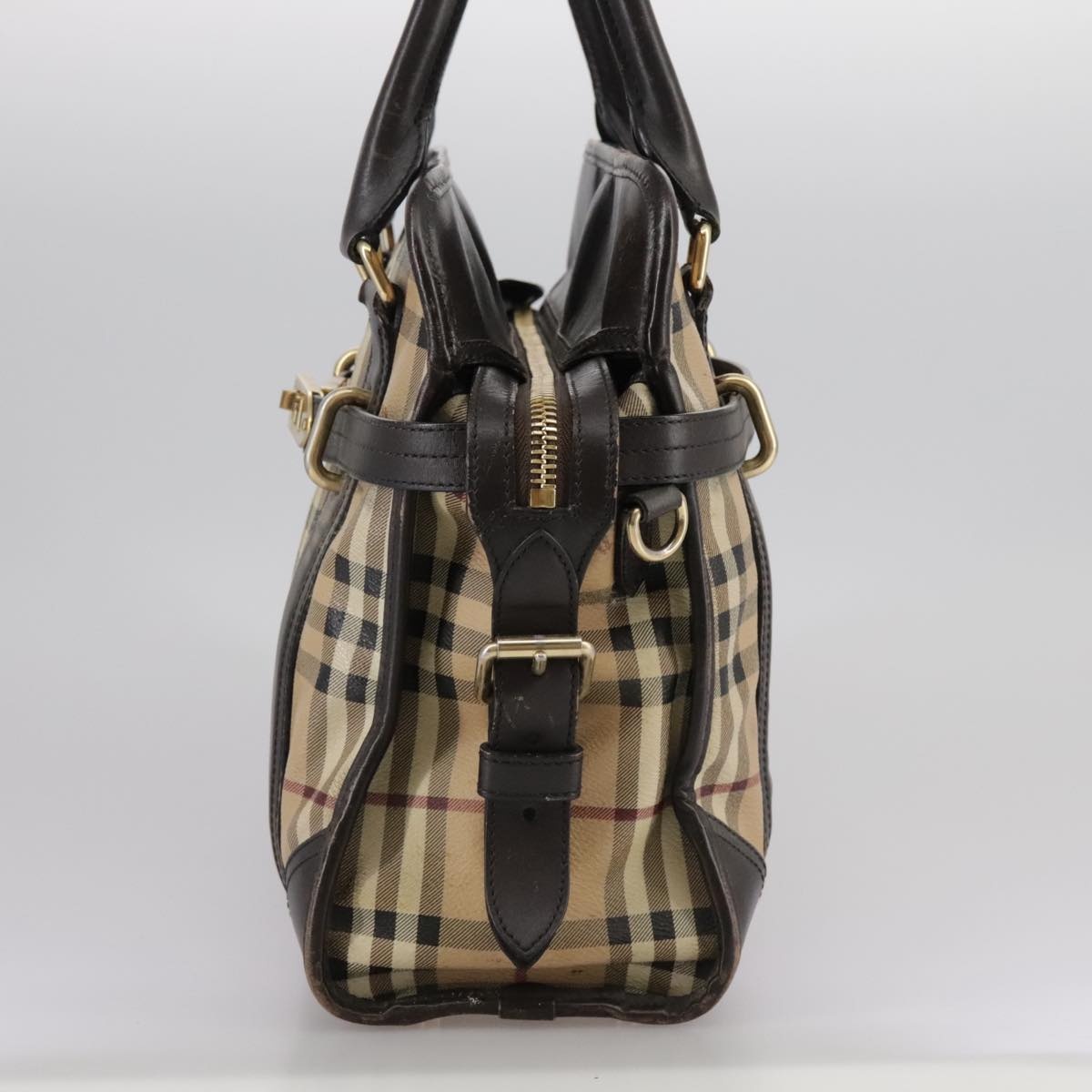 Burberry Nova Check Hand Bag Pvc Leather Beige - 3
