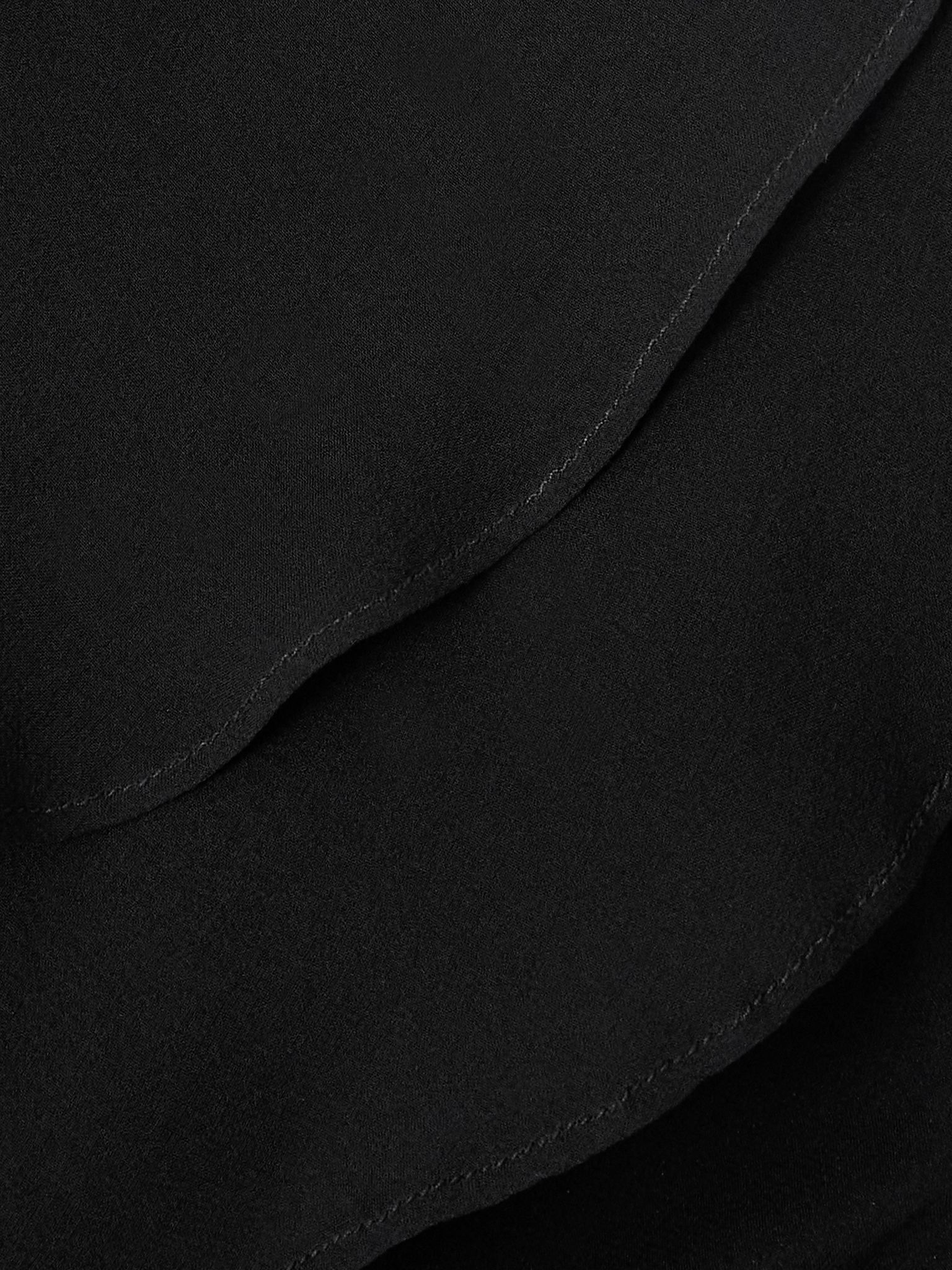 Ruffled silk-georgette mini wrap dress Black - 4