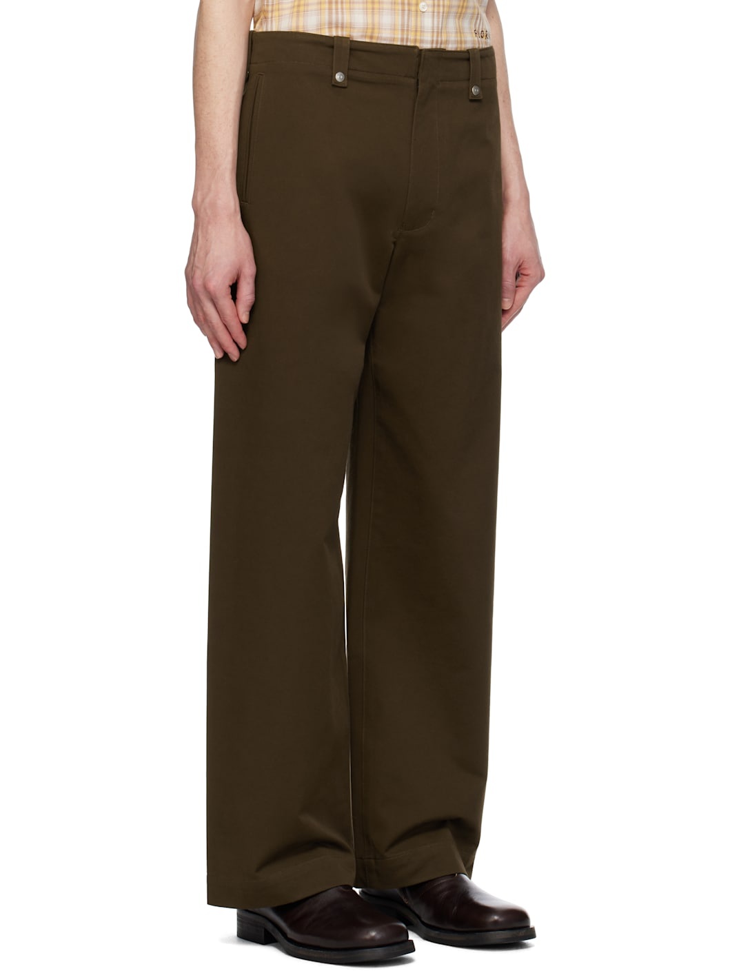 Brown Wide Chino Trousers - 2