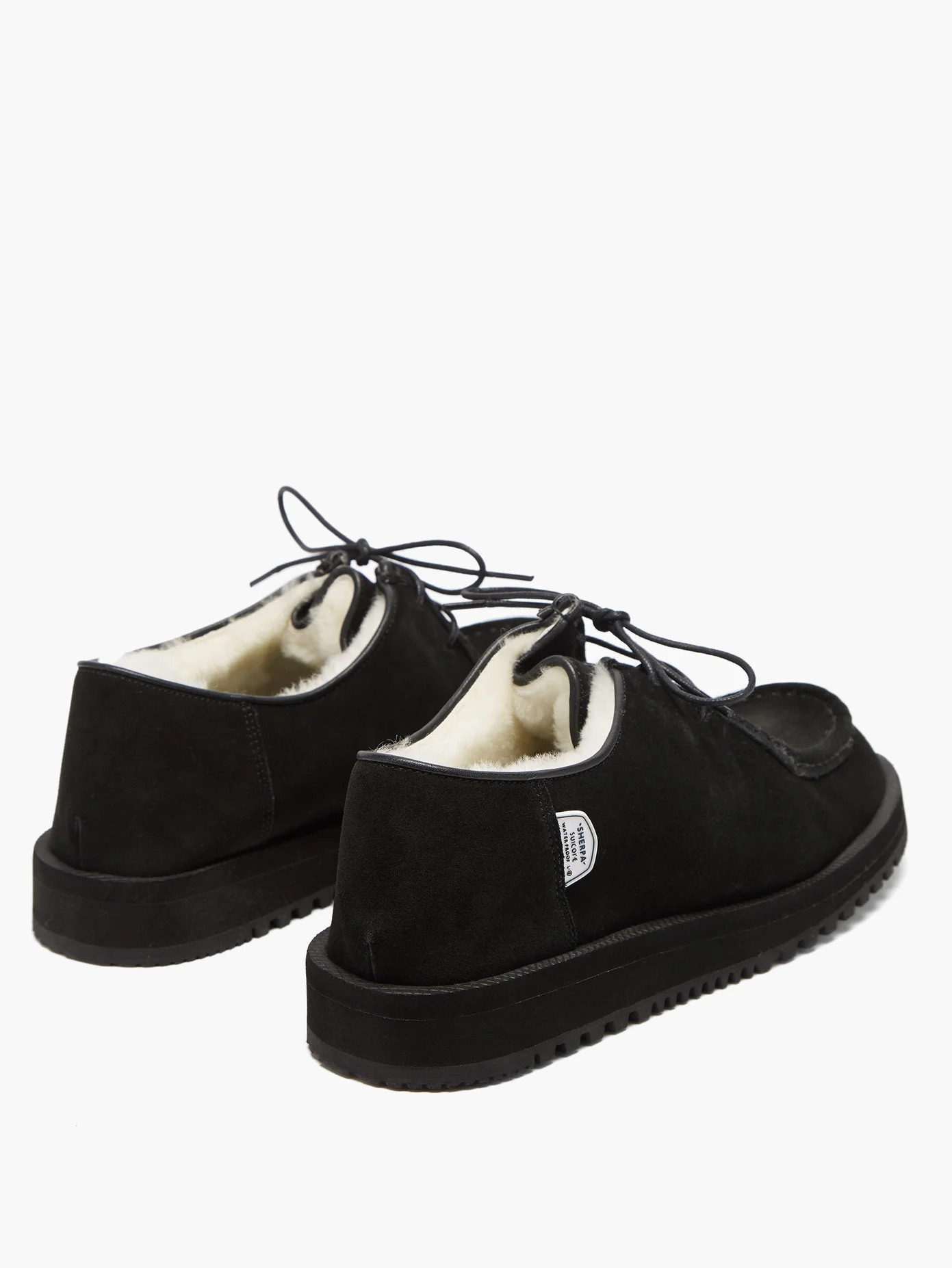 Shearling-lined lace-up suede shoes - 4