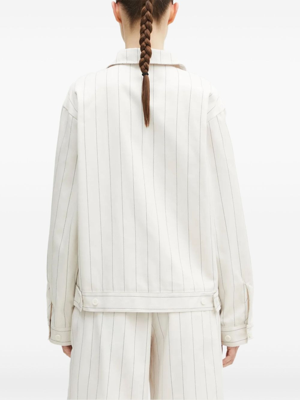 pinstripe zip-up jacket - 3