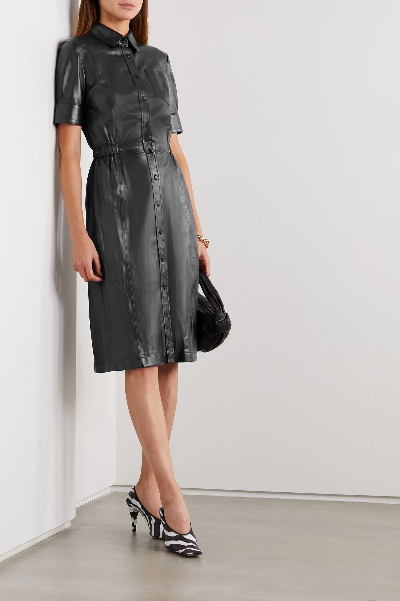 Kura leather shirt dress - 2