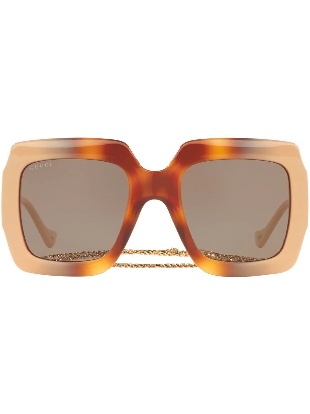 tortoiseshell-effect oversized-frame sunglasses - 1