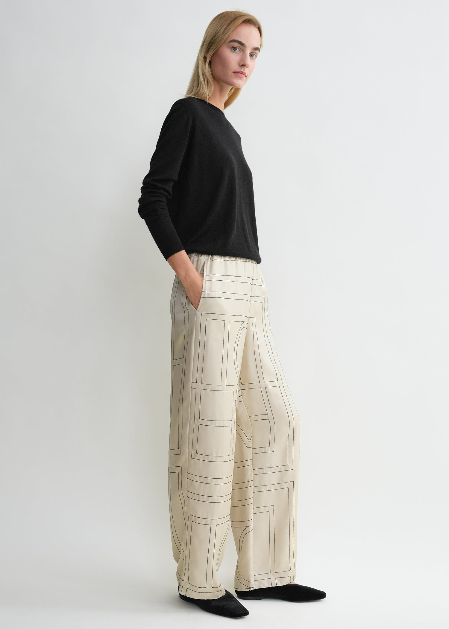 Monogram silk pj bottoms ivory - 2